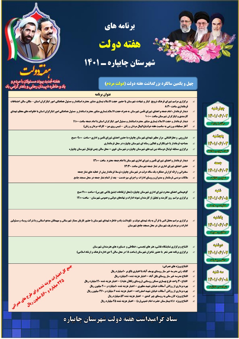 برنامه های هفته دولت در شهرستان چایاره / 1401