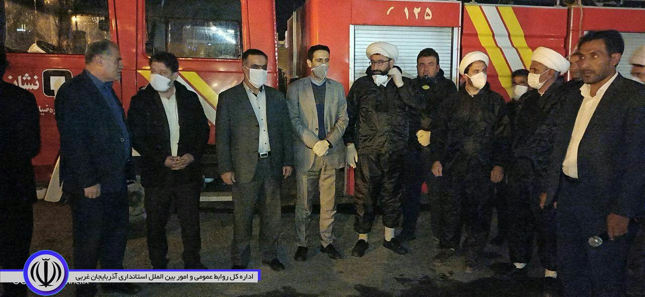 ضدعفونی کردن معابر و اماکن عمومی درشهرستان چایپاره