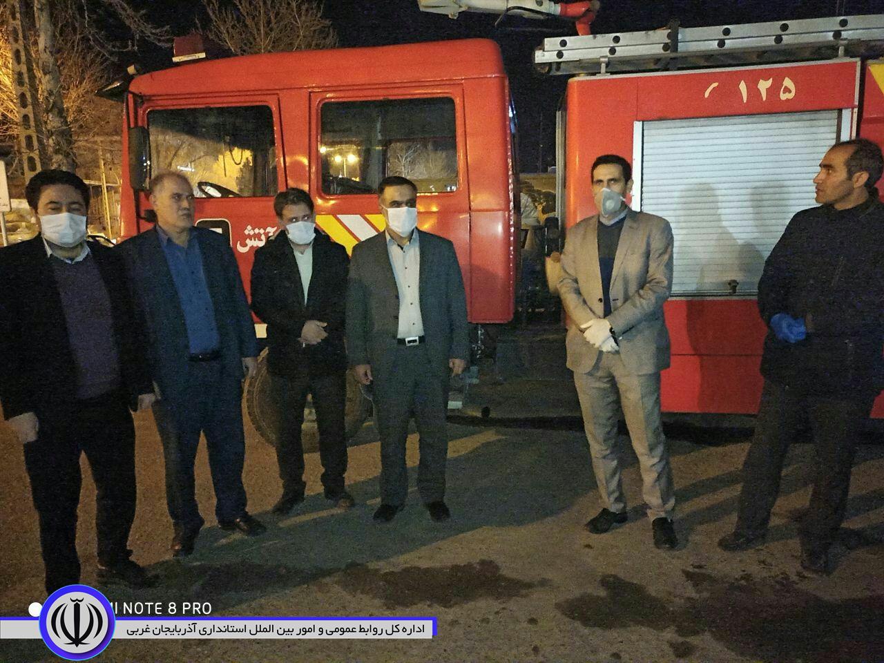 ضدعفونی کردن معابر و اماکن عمومی درشهرستان چایپاره