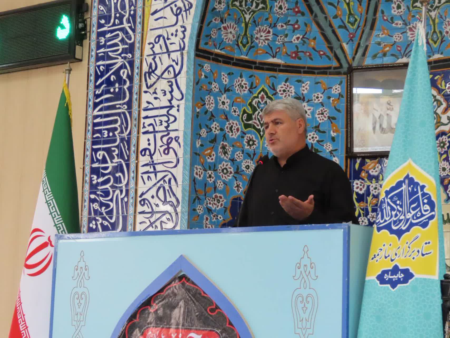 سخنرانی رضا اقلیمیان فرماندار شهرستان چایپاره پیش از خطبه های نماز جمعه