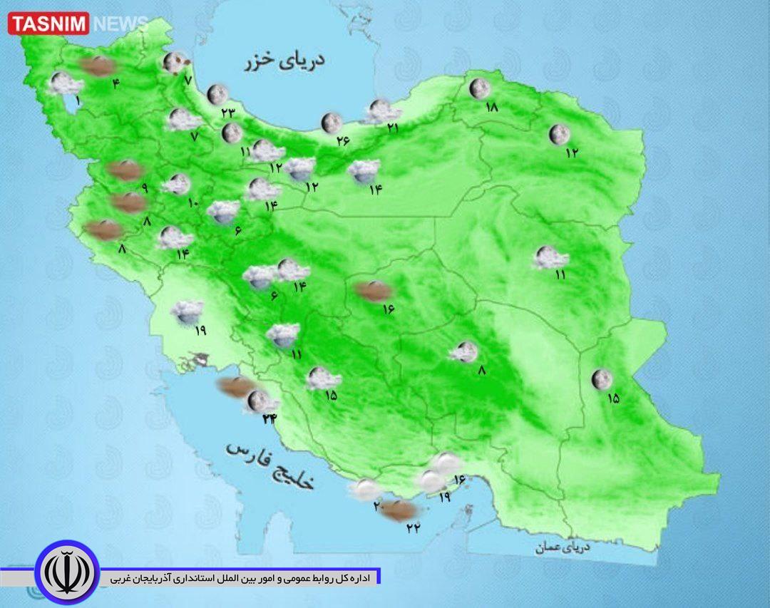 بارش باران و برف، وزش باد شدید و کاهش دما